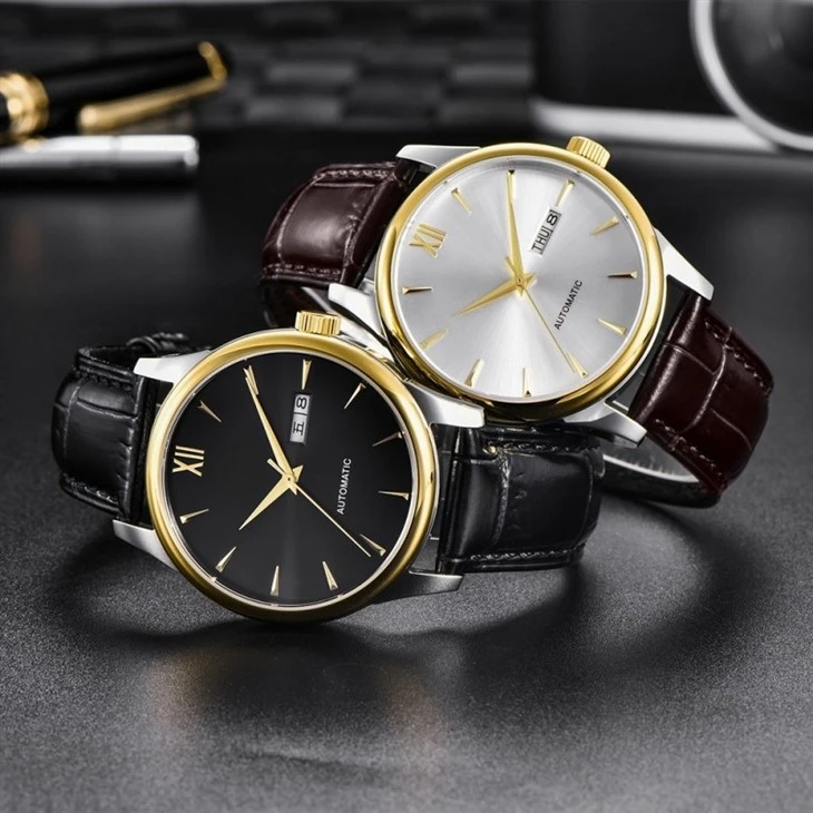 Business Casual Waterproof Quartz Watch With Leather Back And Stainless Steel Calendar Display Men's Watch
